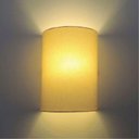Ver imagem 3 de Arandela Meia Cana Retro Vivare Md-2003 Cúpula em Tecido 25-18x10cm - Bivolt Algodão-crú 127-220v