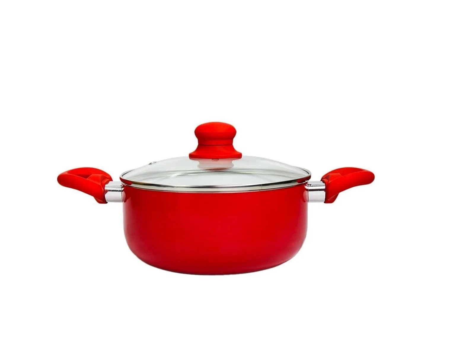 Panela caçarola indução Revestimento cerâmico 24cm Relobraz - Vermelho