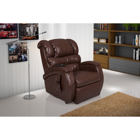 Poltrona Reclinável Imperial Motorizada Courissimo com Lift:marrom 850