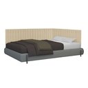 Ver imagem 2 de Conjunto de Cabeceira Viuva Solteirão Palito Estofado Suspensa com Proteção Lateral - 128 Cm - Areia