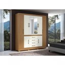 Ver imagem 1 de Roupeiro Nápole 8 Portas de Bater 4 Gavetas MDP Fosco Off White com Espelho Aramóveis 201cm