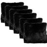 Kit 6 capas de almofada 45x45 preta pelo sintético - 2