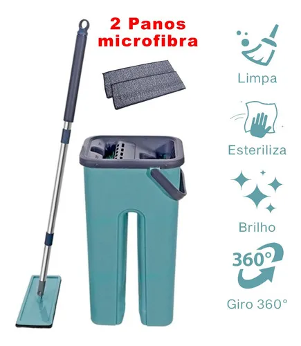Vassoura Para Porcelanato Piso Laminado Com Balde E 1 Refil ...