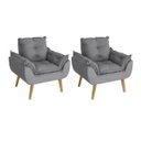 Ver imagem 1 de Kit 2 Poltronas Decorativas Opala Suede Cinza Smf Decor