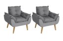 Ver imagem 1 de Kit 2 Poltronas Decorativas Opala Suede Cinza Smf Decor