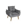 Poltrona Decorativa Opala Suede Cinza Smf Decor - 1