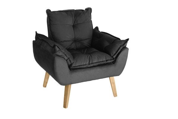 Poltrona Decorativa Opala Suede Preto Smf Decor - 1