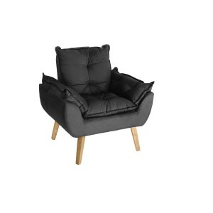 Poltrona Decorativa Opala Suede Preto Smf Decor
