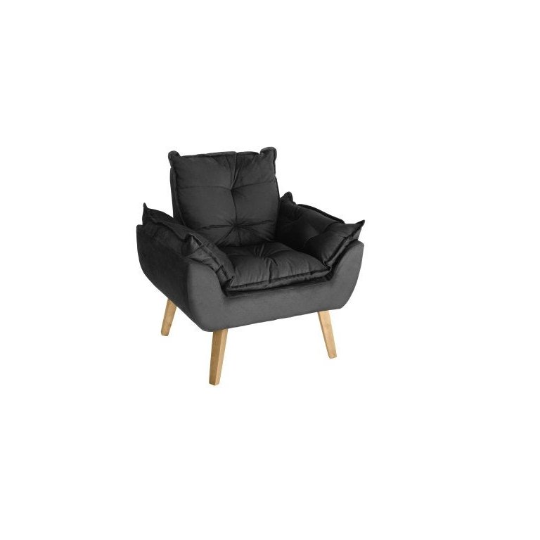 Poltrona Decorativa Opala Suede Preto Smf Decor