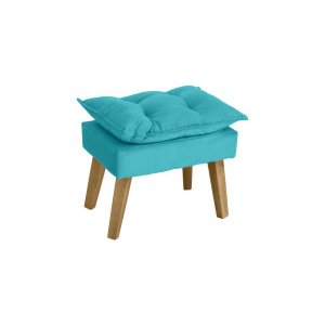 Puff Banqueta Decorativa Opala Suede Azul Turquesa Smf Decor