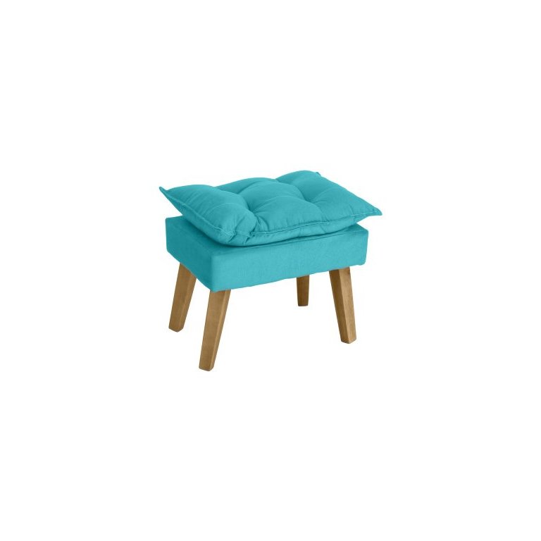 Puff Banqueta Decorativa Opala Suede Azul Turquesa Smf Decor