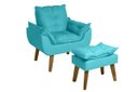 Ver imagem 1 de Poltrona Decorativa Opala e Puff Opala Suede Azul Turquesa Smf Decor