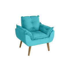 Poltrona Decorativa Opala e Puff Opala Suede Azul Turquesa Smf Decor - 2