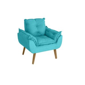 Poltrona Decorativa Opala Suede Azul Turquesa Smf Decor