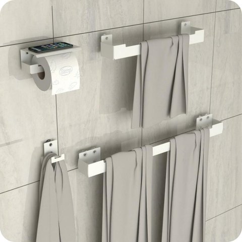 Kit Acessórios para Banheiro com Adesivo 4 Peças Branco Elg