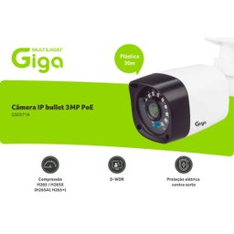 Câmera Ip Bullet Plástica Poe 3mp 2,8mm Ir 30m Gs0371a Dwdr Giga Multilaser - 5