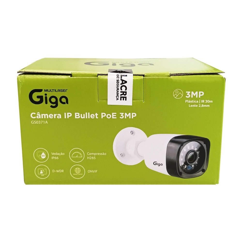 Câmera Ip Bullet Plástica Poe 3mp 2,8mm Ir 30m Gs0371a Dwdr Giga Multilaser - 3