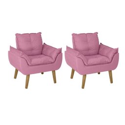 Kit 2 Poltronas Decorativas e Puff Opala Suede Rosê Smf Deco - 3