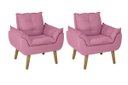 Ver imagem 3 de Kit 2 Poltronas Decorativas e Puff Opala Suede Rosê Smf Deco
