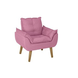 Poltrona Decorativa Opala Suede Rosê Smf Decor