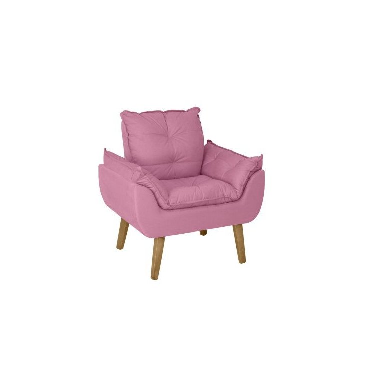 Poltrona Decorativa Opala Suede Rosê Smf Decor