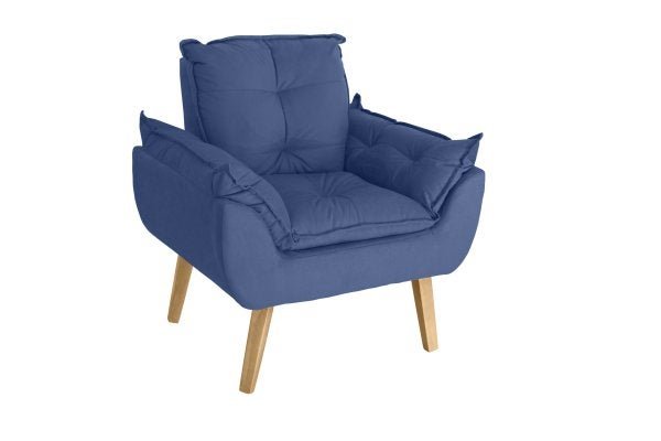 Poltrona Decorativa Opala Suede Azul Marinho Smf Decor