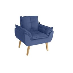Kit 2 Poltronas Decorativas Opala Suede Azul Marinho Smf Decor - 2