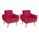 Ver imagem 4 de Kit 2 Poltronas Decorativas e Puff Opala Suede Vermelho Smf Decor