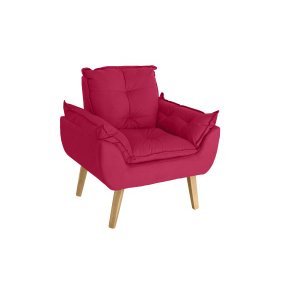 Poltrona Decorativa Opala Suede Vermelho Smf Decor