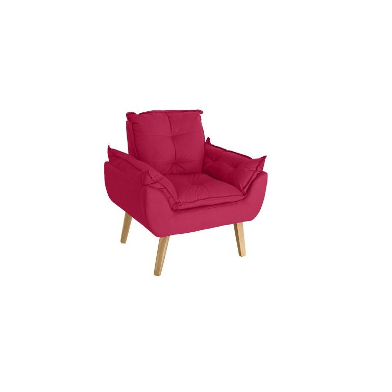 Poltrona Decorativa Opala Suede Vermelho Smf Decor