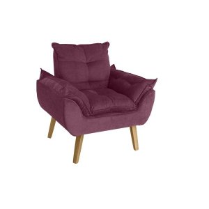 Poltrona Decorativa Opala Suede Bordô Smf Decor