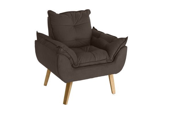 Poltrona Decorativa Opala Suede Marrom Smf Decor - 1