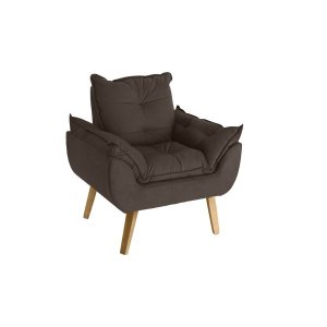 Poltrona Decorativa Opala Suede Marrom Smf Decor