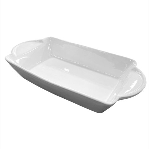 Travessa Retangular em Cerâmica Branca G 42x22x8cm - Scalla