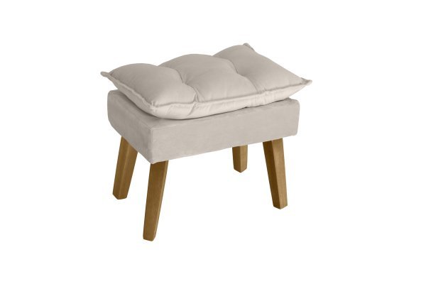 Puff Banqueta Decorativa Opala Suede Bege Smf Decor