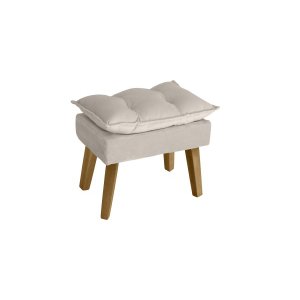 Puff Banqueta Decorativa Opala Suede Bege Smf Decor