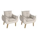 Ver imagem 1 de Kit 2 Poltronas Decorativas Opala Suede Bege Smf Decor