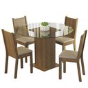 Ver imagem 3 de Conjunto Sala de Jantar Madesa Débora Mesa Tampo de Vidro Redondo 4 Cadeiras - Rustic/bege
