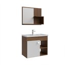 Ver imagem 1 de Gabinete Armario para Banheiro Bia com Cuba e Espelheira Amendoa/branco