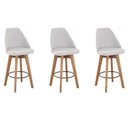 Ver imagem 1 de Kit 3 Banquetas Maya Gourmet Giratória-tamanho Médio 62 Cm do Chão até o Assento-tecido Linho