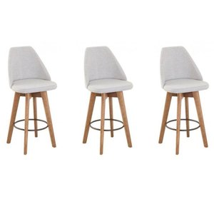 Kit 3 Banquetas Maya Gourmet Giratória-tamanho Médio 62 Cm do Chão até o Assento-tecido Linho