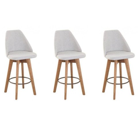 Kit 3 Banquetas Maya Gourmet Giratória-tamanho Médio 62 Cm do Chão até o Assento-tecido Linho
