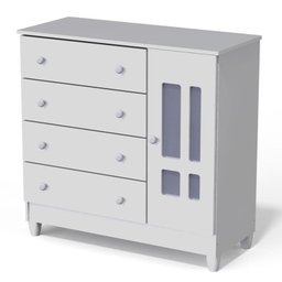 Quarto de Bebê Ariel 4 Portas Berço Mirelle com Colchão e Cama Babá Julia Branco Brilho – Carolina - 6