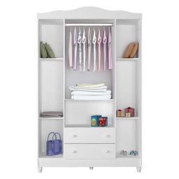 Quarto de Bebê Ariel 4 Portas Berço Mirelle com Colchão e Cama Babá Julia Branco Brilho – Carolina - 9