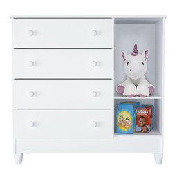 Quarto de Bebê Ariel 4 Portas Berço Mirelle com Colchão e Cama Babá Julia Branco Brilho – Carolina - 7