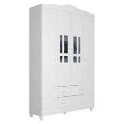 Quarto de Bebê Ariel 4 Portas Berço Mirelle com Colchão e Cama Babá Julia Branco Brilho – Carolina - 8