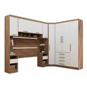 Ver imagem 3 de Quarto Modulado Queen Canto Diagonal Guarda-roupas Maleiro e Cabeceira Paris Master Luciane Móveis