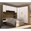 Ver imagem 1 de Quarto Modulado Queen Canto Diagonal Guarda-roupas Maleiro e Cabeceira Paris Master Luciane Móveis