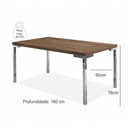 Mesa de Jantar Retangular Isis Aço Nobre Móveis - 2