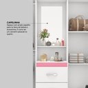 Ver imagem 7 de Guarda Roupa Solteiro 4 Portas com Espelho e 2 Gavetas Loanda - Branco/rosa/branco